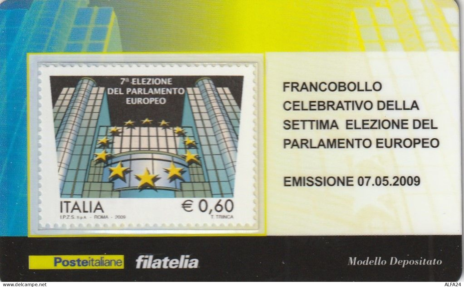 TESSERA FILATELICA VALORE 0,6 EURO PARLAMENTO EUROPEO (TF1161 - Philatelic Cards