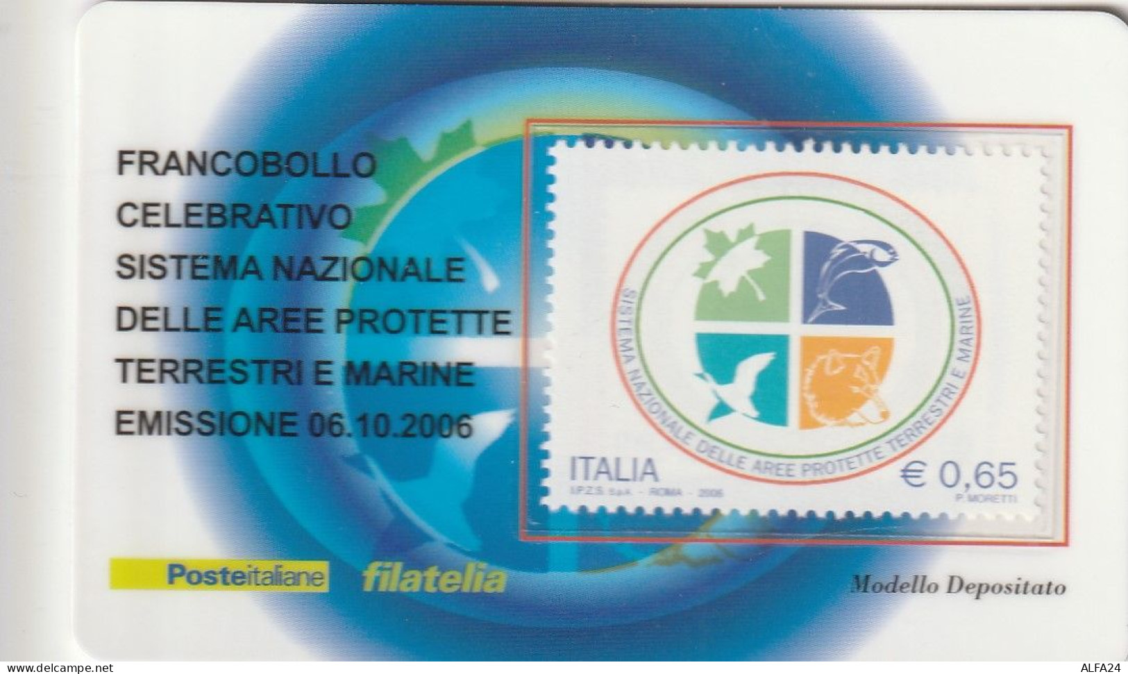 TESSERA FILATELICA VALORE 0,65 EURO AREE PROTETTE (TF1163 - Philatelic Cards