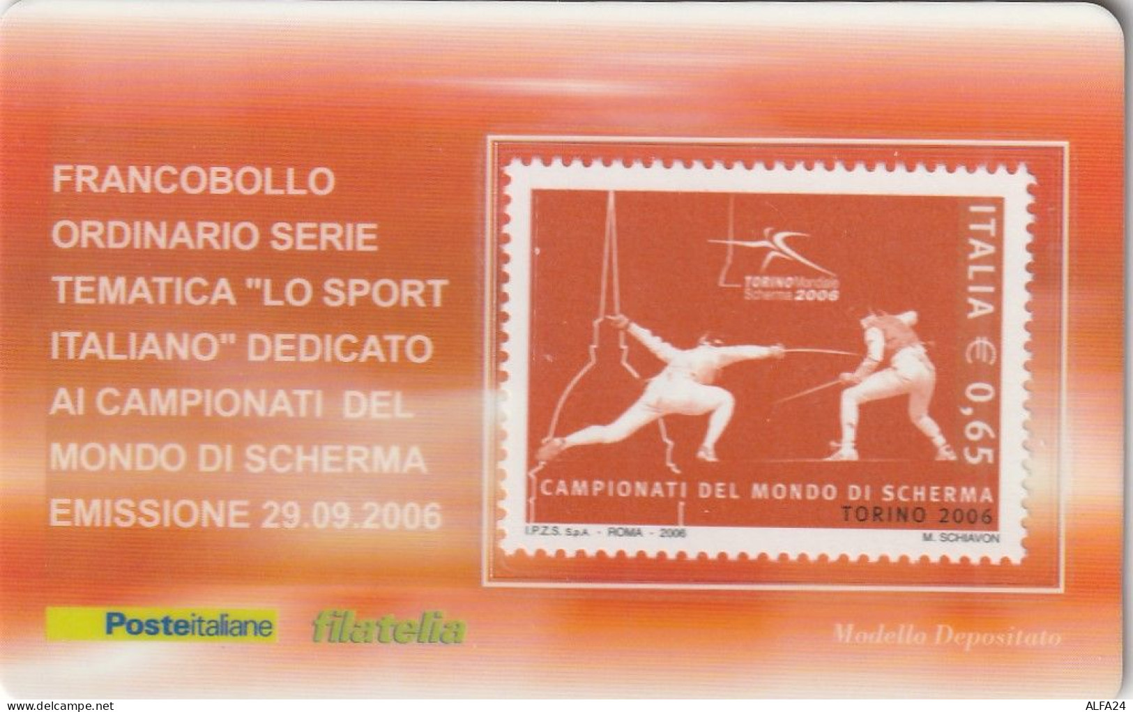 TESSERA FILATELICA VALORE 0,65 EURO SCHERMA (TF1165 - Cartes Philatéliques