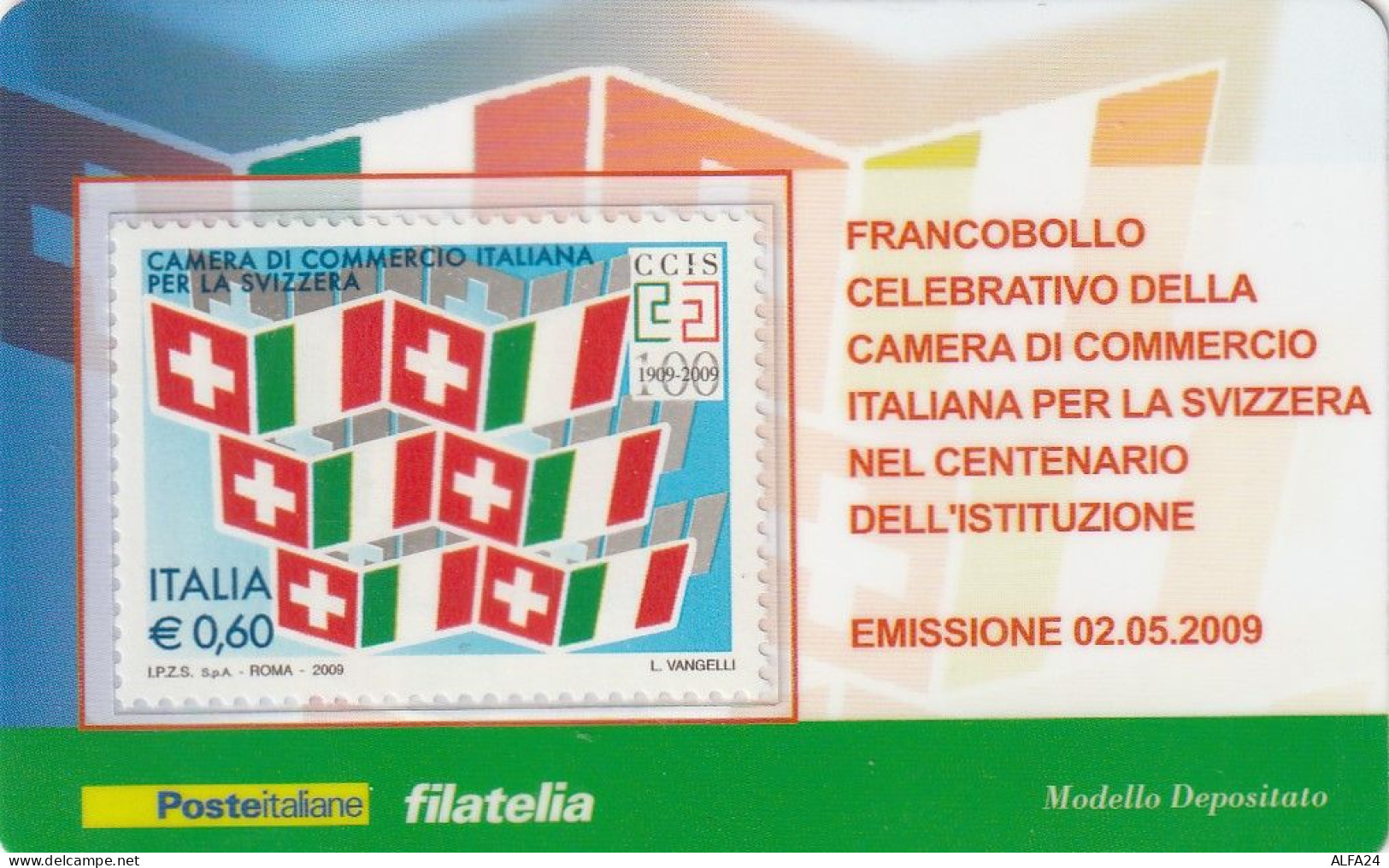 TESSERA FILATELICA VALORE 0,6 EURO CAMERA COMMERCIO ITALIANA PER LO SVIZZERA (TF1158 - Philatelic Cards