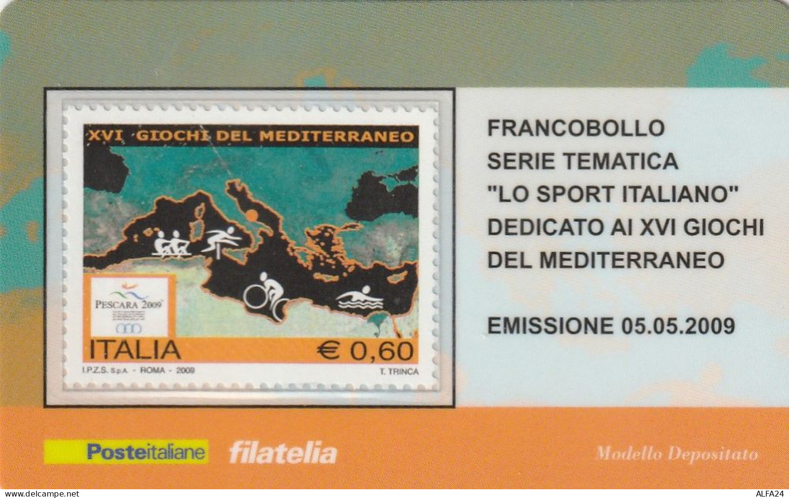 TESSERA FILATELICA VALORE 0,6 EURO GIOCHI MEDITERRANEO (TF1156 - Cartes Philatéliques