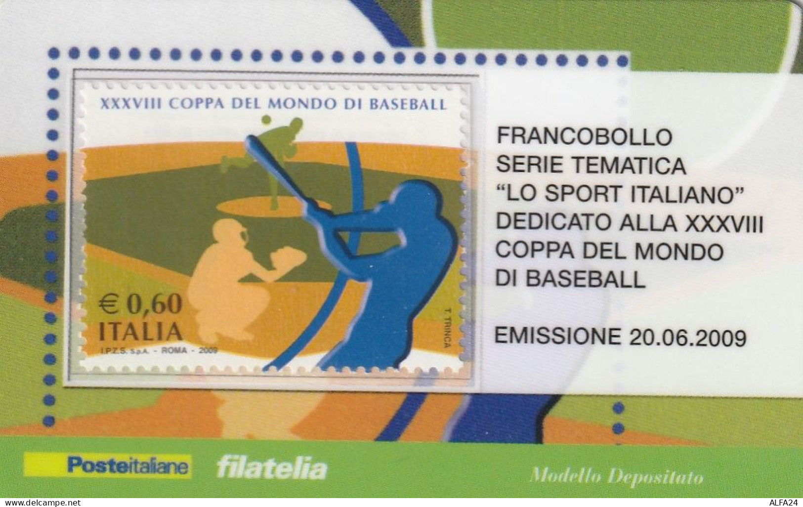 TESSERA FILATELICA VALORE 0,6 EURO BASEBALL (TF1148 - Philatelic Cards