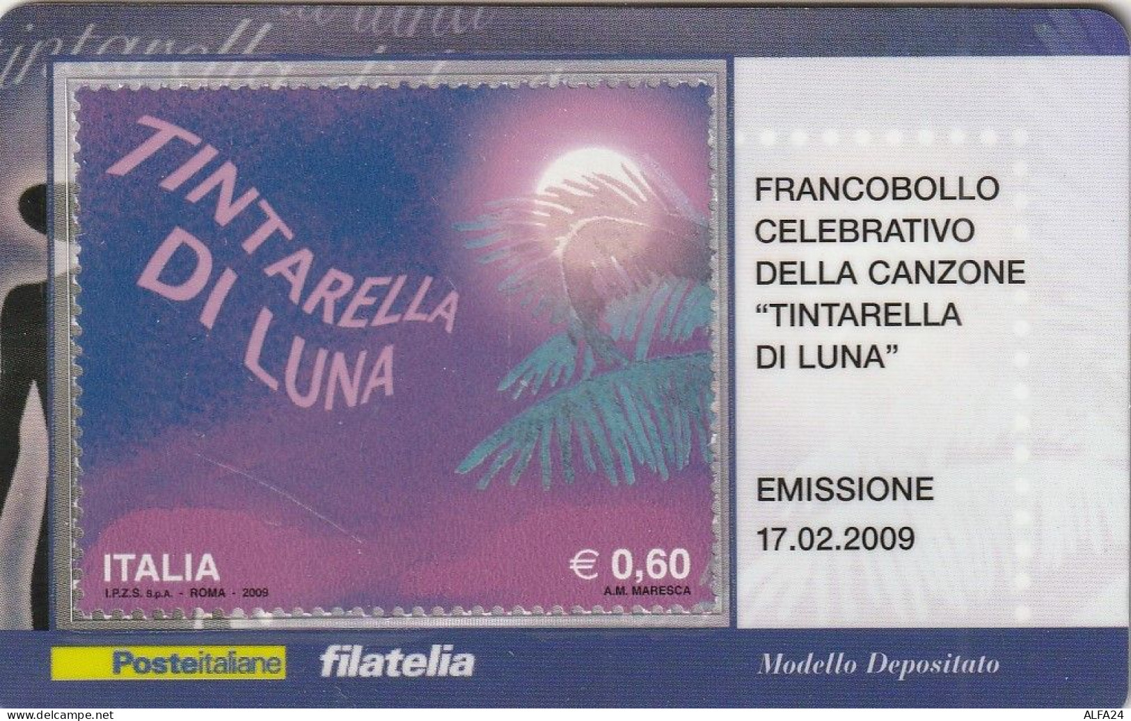 TESSERA FILATELICA VALORE 0,6 EURO TINTARELLA DI LUNA (TF1141 - Cartes Philatéliques