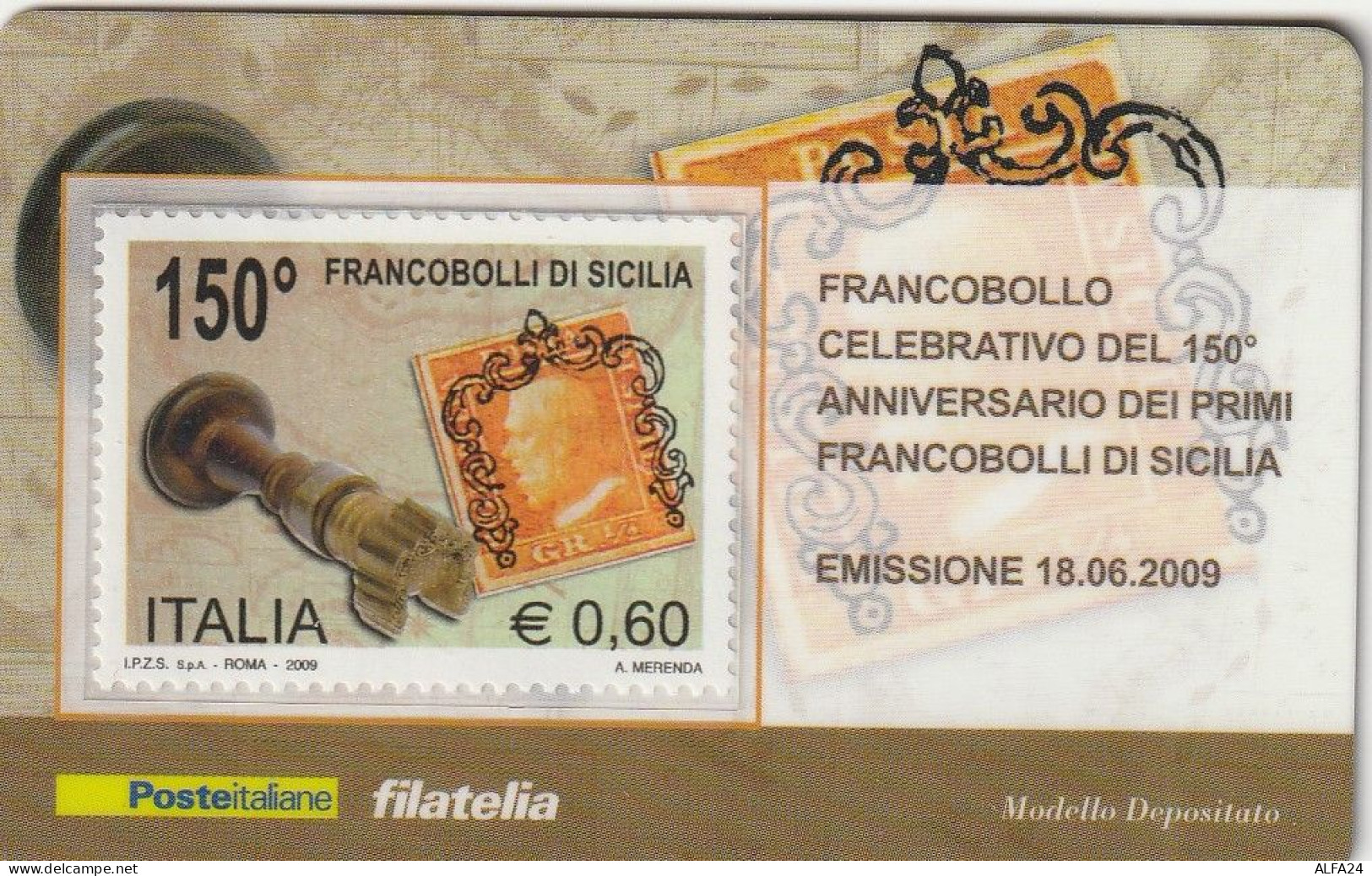 TESSERA FILATELICA VALORE 0,6 EURO FRANCOBOLLI DI SICILIA (TF1149 - Philatelic Cards