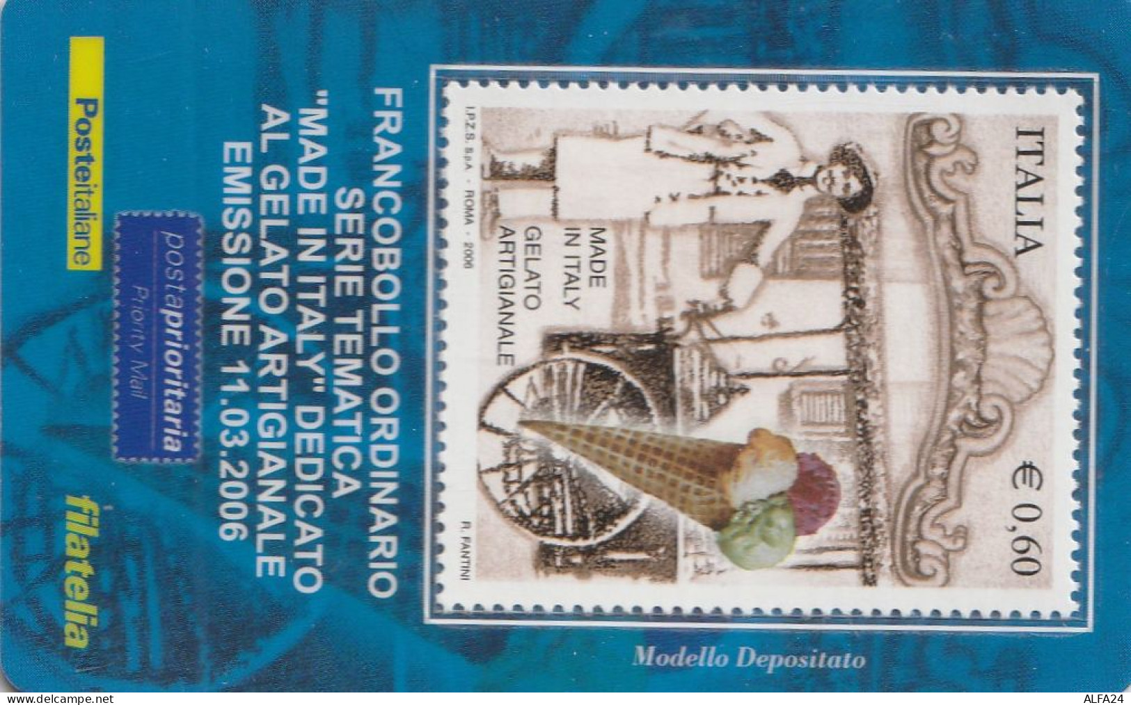 TESSERA FILATELICA VALORE 0,6 EURO GELATO ARTIGIANALE (TF1145 - Philatelic Cards