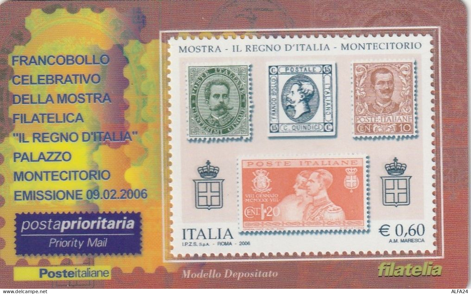 TESSERA FILATELICA VALORE 0,6 EURO REGNO D'ITALIA MONTECITORIO -MOSTRA (TF1142 - Philatelistische Karten