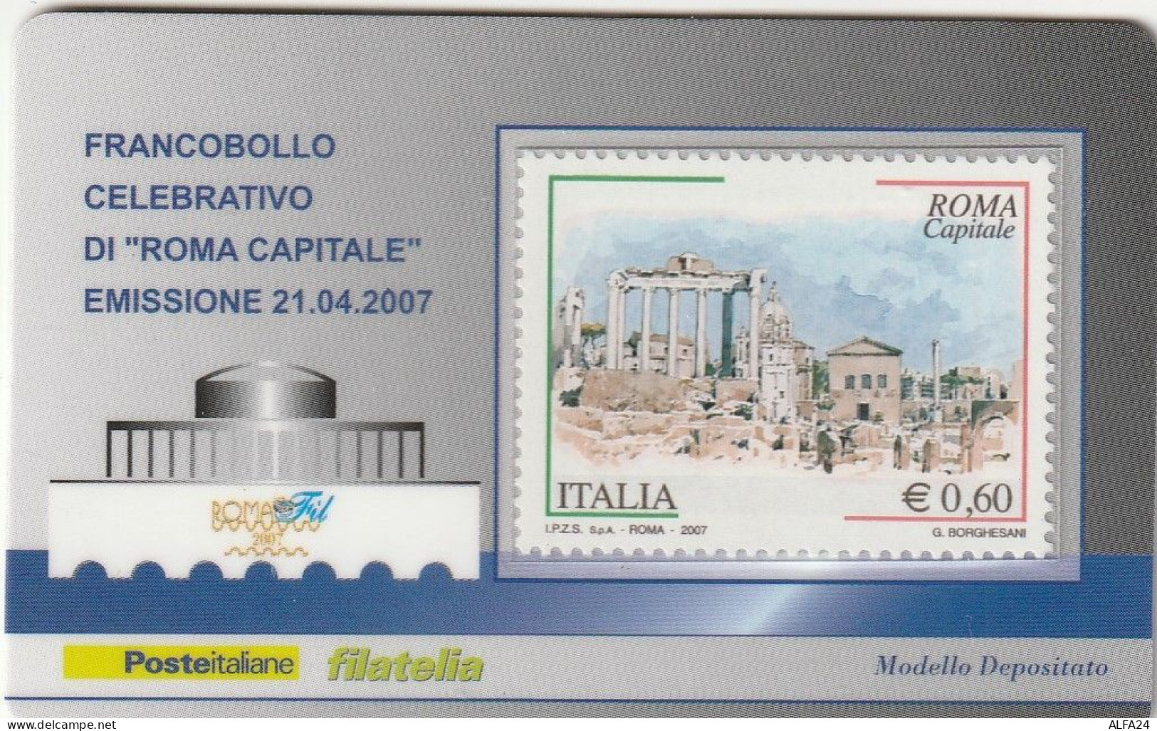 TESSERA FILATELICA VALORE 0,6 EURO ROMA CAPITALE (TF1126 - Filatelistische Kaarten