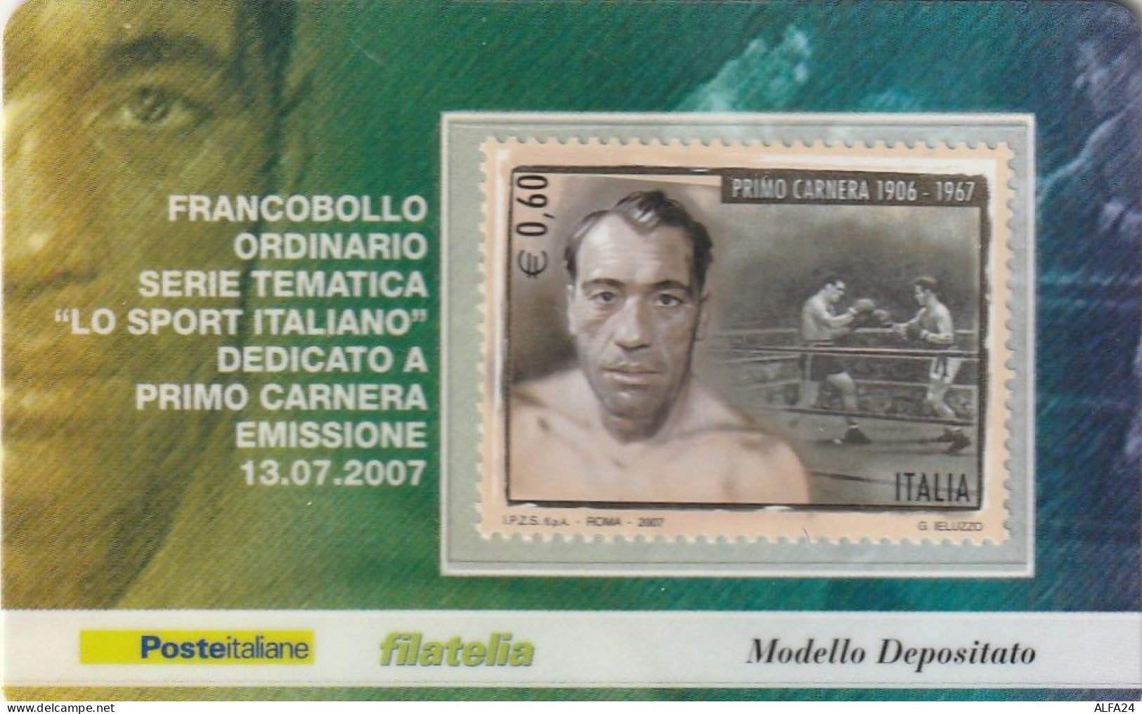 TESSERA FILATELICA VALORE 0,6 EURO PRIMO CARNERA (TF1124 - Philatelistische Karten