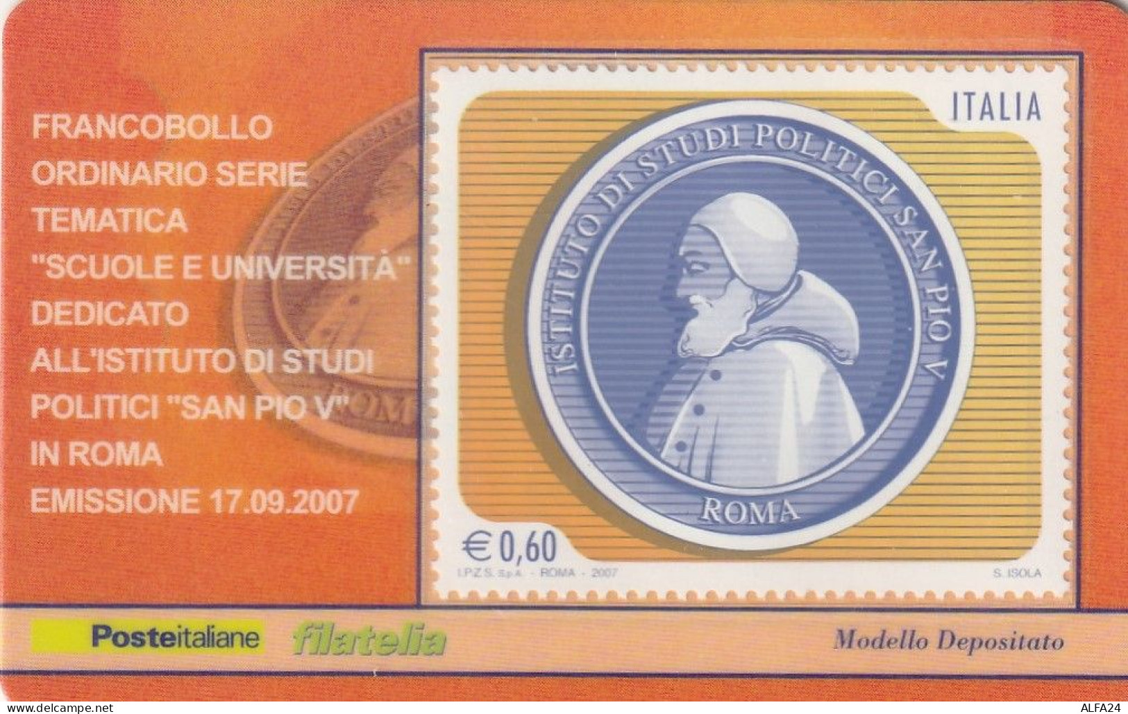 TESSERA FILATELICA VALORE 0,6 EURO SAN PIO V (TF1118 - Cartes Philatéliques