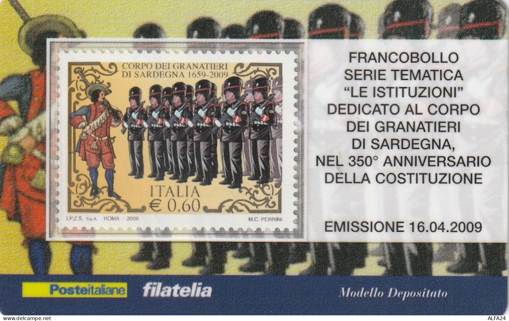 TESSERA FILATELICA VALORE 0,6 EURO GRANATIERI SARDEGNA (TF1116 - Cartes Philatéliques