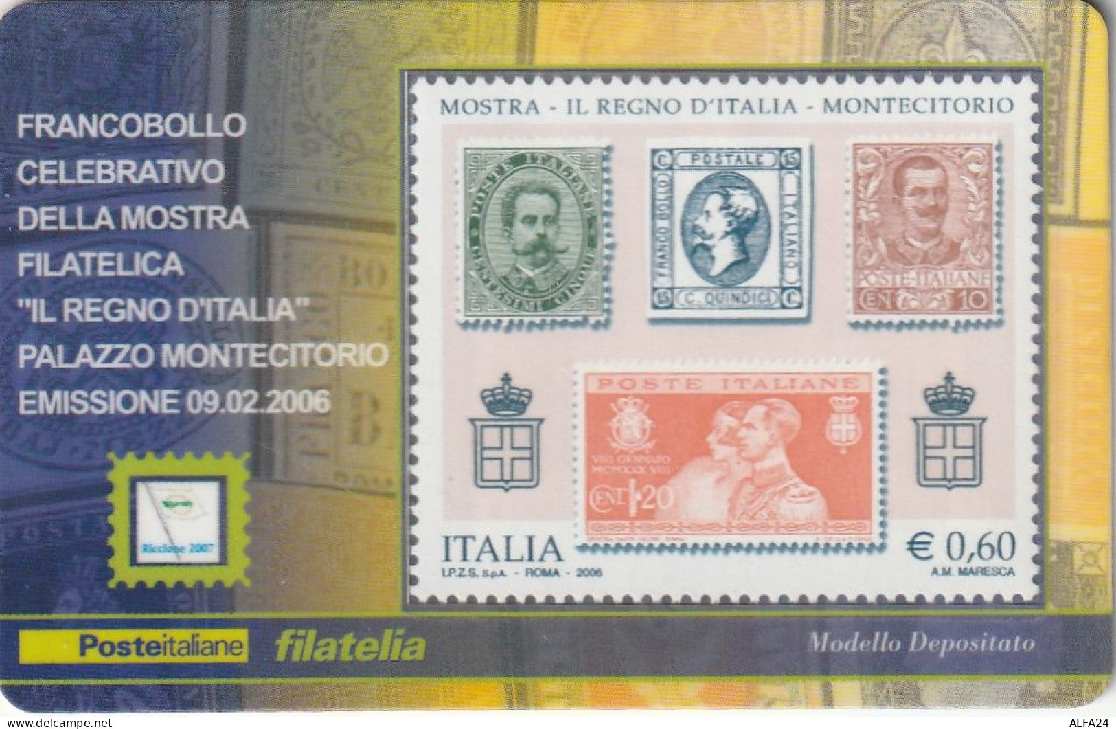 TESSERA FILATELICA VALORE 0,6 EURO REGNO D'ITALIA MONTECITORIO -MOSTRA (TF1109 - Filatelistische Kaarten