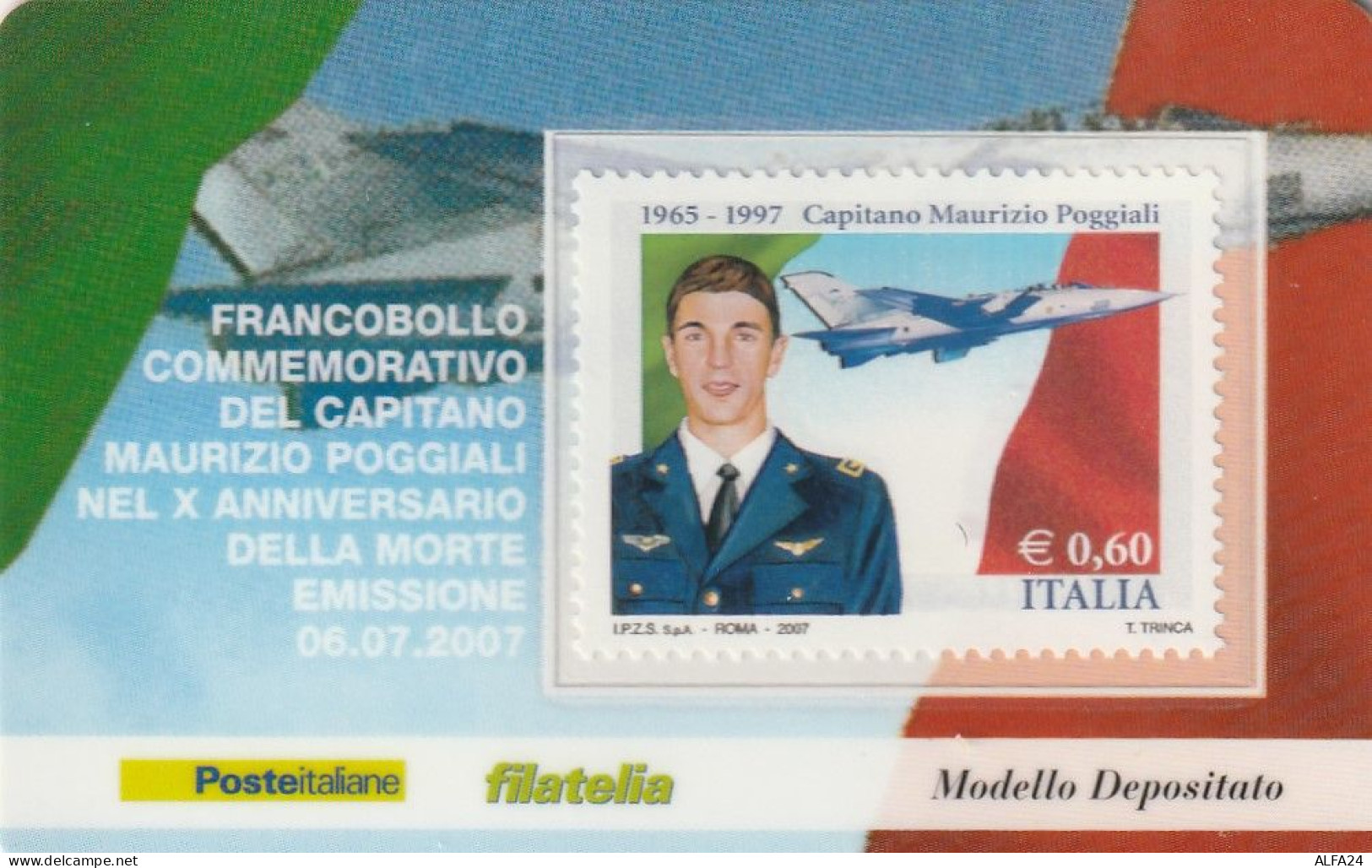 TESSERA FILATELICA VALORE 0,6 EURO CAPITANO MAURIZIO POGGIALI (TF1108 - Philatelic Cards