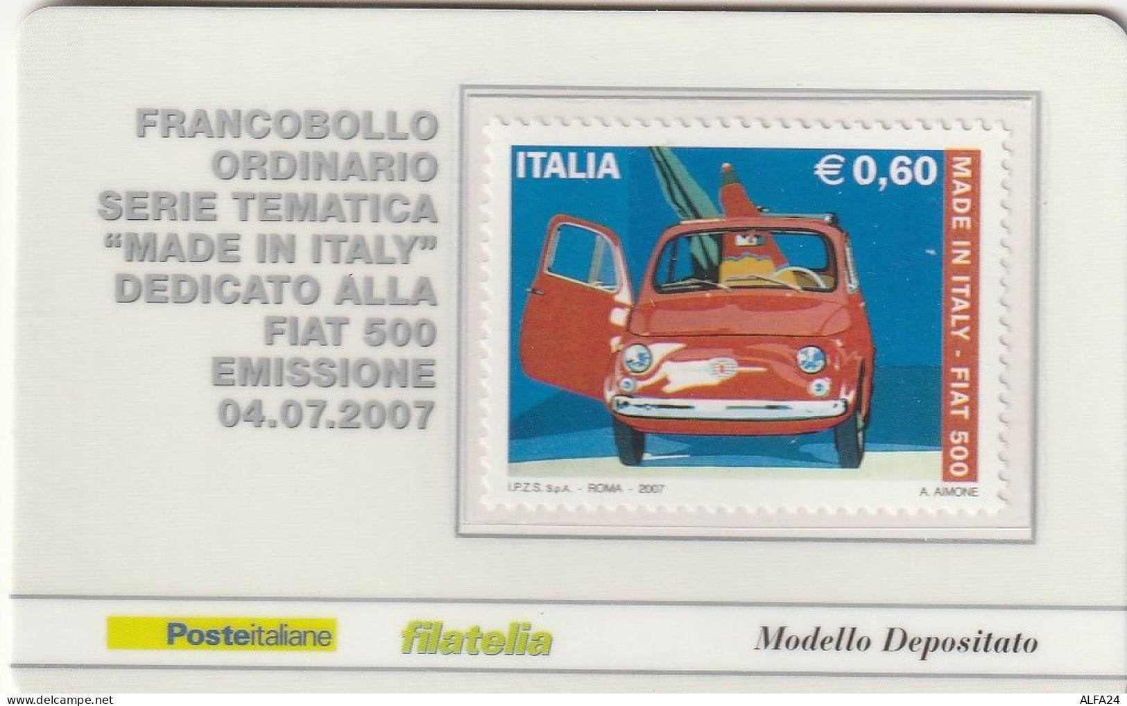 TESSERA FILATELICA VALORE 0,6 EURO FIAT 500 (TF1110 - Filatelistische Kaarten