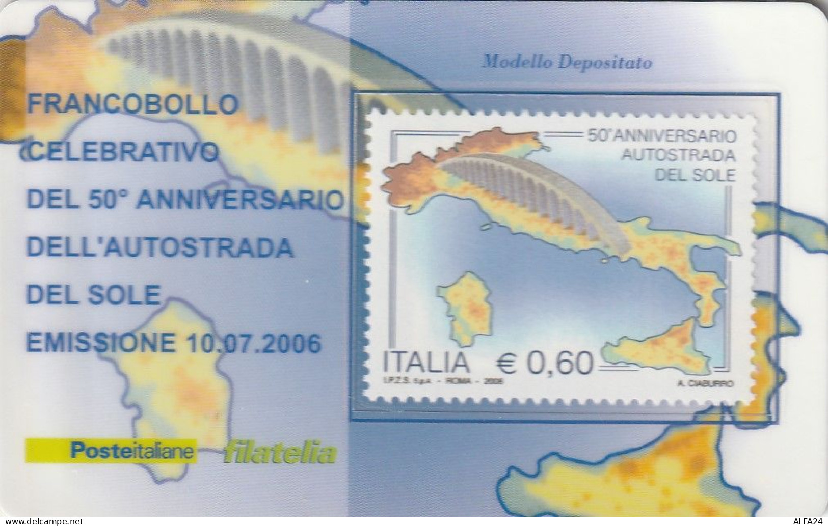 TESSERA FILATELICA VALORE 0,6 EURO AUTOSTRADA DEL SOLE (TF1095 - Cartes Philatéliques