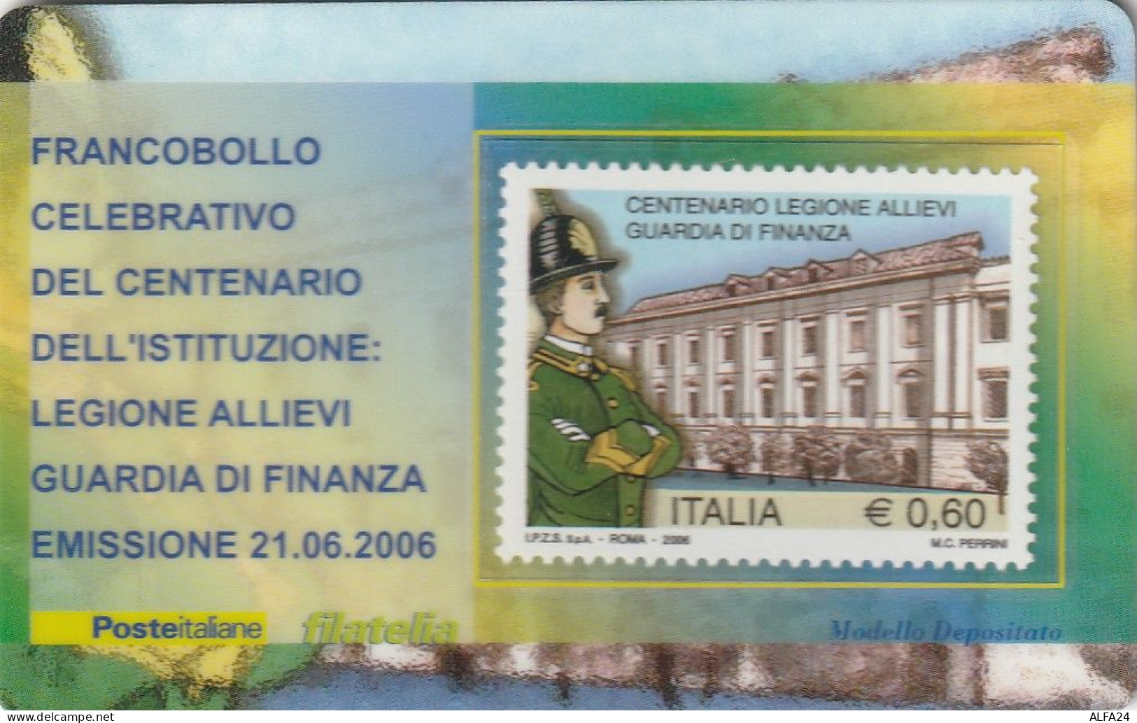 TESSERA FILATELICA VALORE 0,6 EURO LEGIONE ALLIEVI GUARDIA DI FINANZA (TF1098 - Filatelistische Kaarten