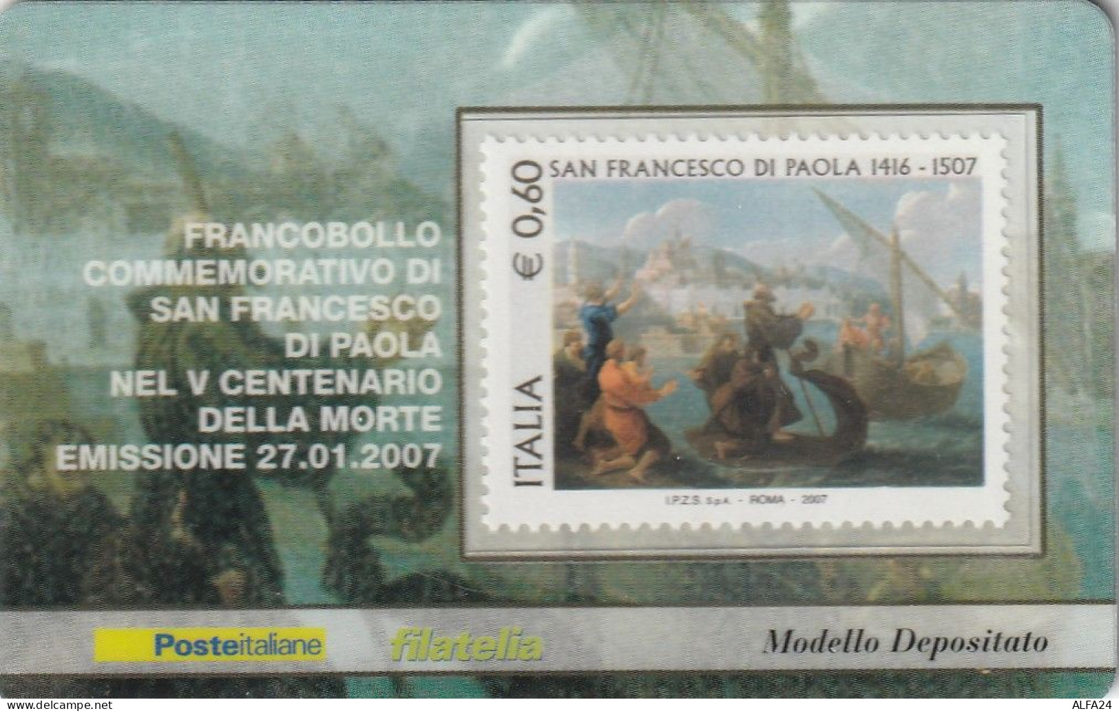 TESSERA FILATELICA VALORE 0,6 EURO SAN FRANCESCO DA PAOLA (TF1087 - Philatelistische Karten