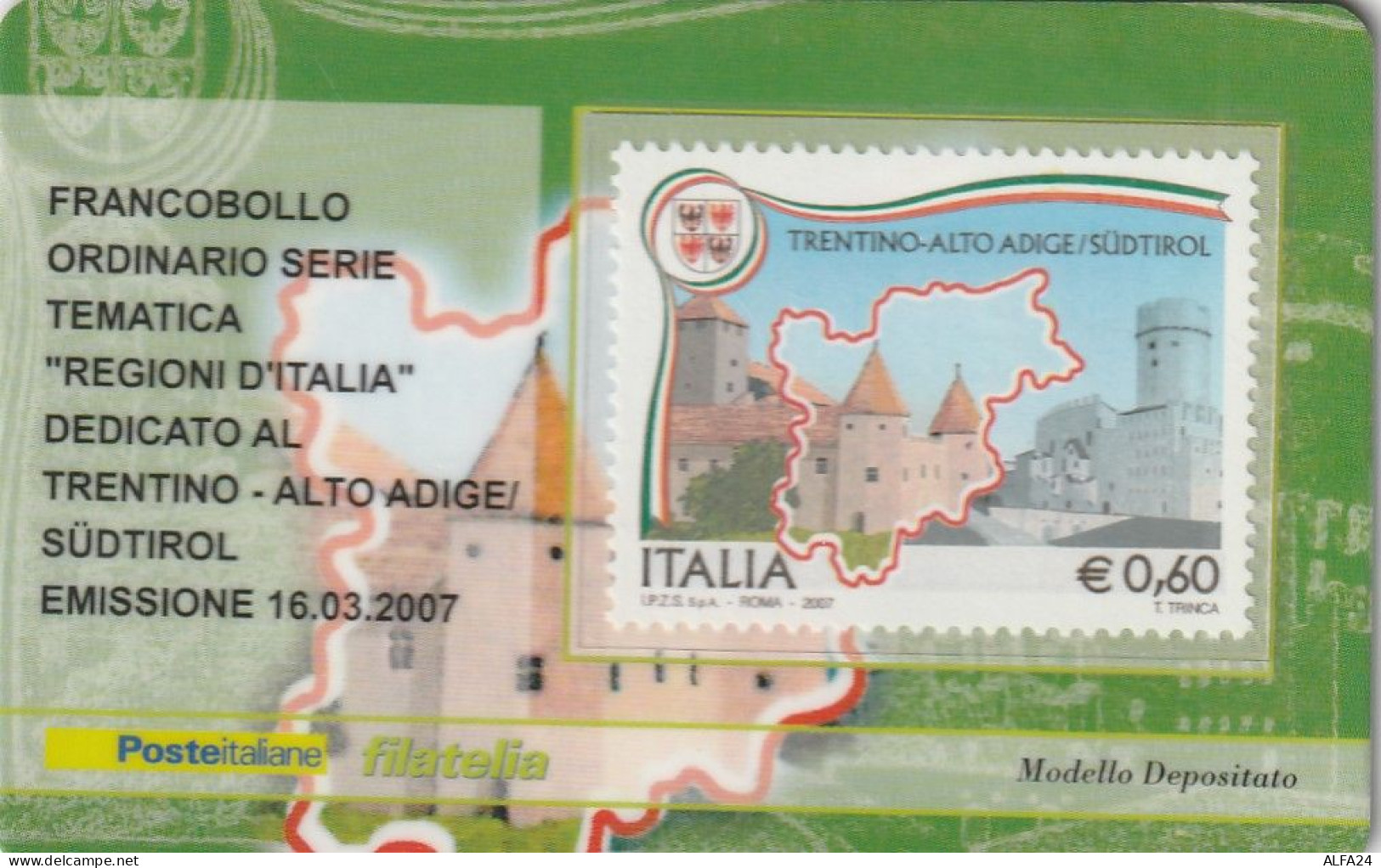 TESSERA FILATELICA VALORE 0,6 EURO TRENTINO AA (TF1079 - Cartes Philatéliques