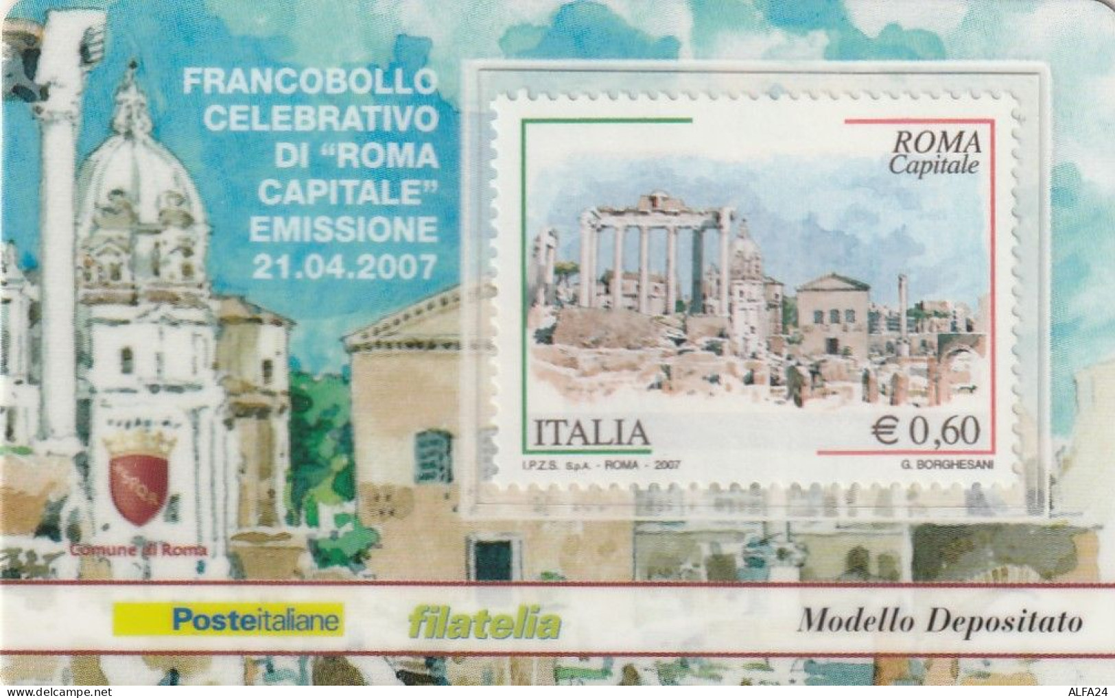 TESSERA FILATELICA VALORE 0,6 EURO ROMA CAPITALE (TF1074 - Philatelistische Karten