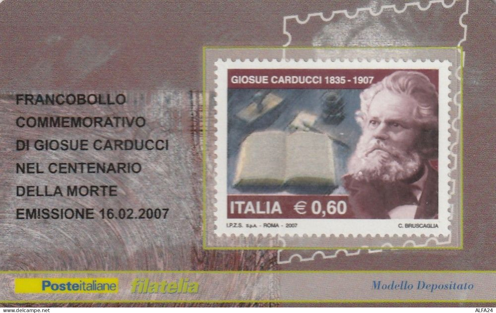 TESSERA FILATELICA VALORE 0,6 EURO CARDUCCI (TF1072 - Cartes Philatéliques