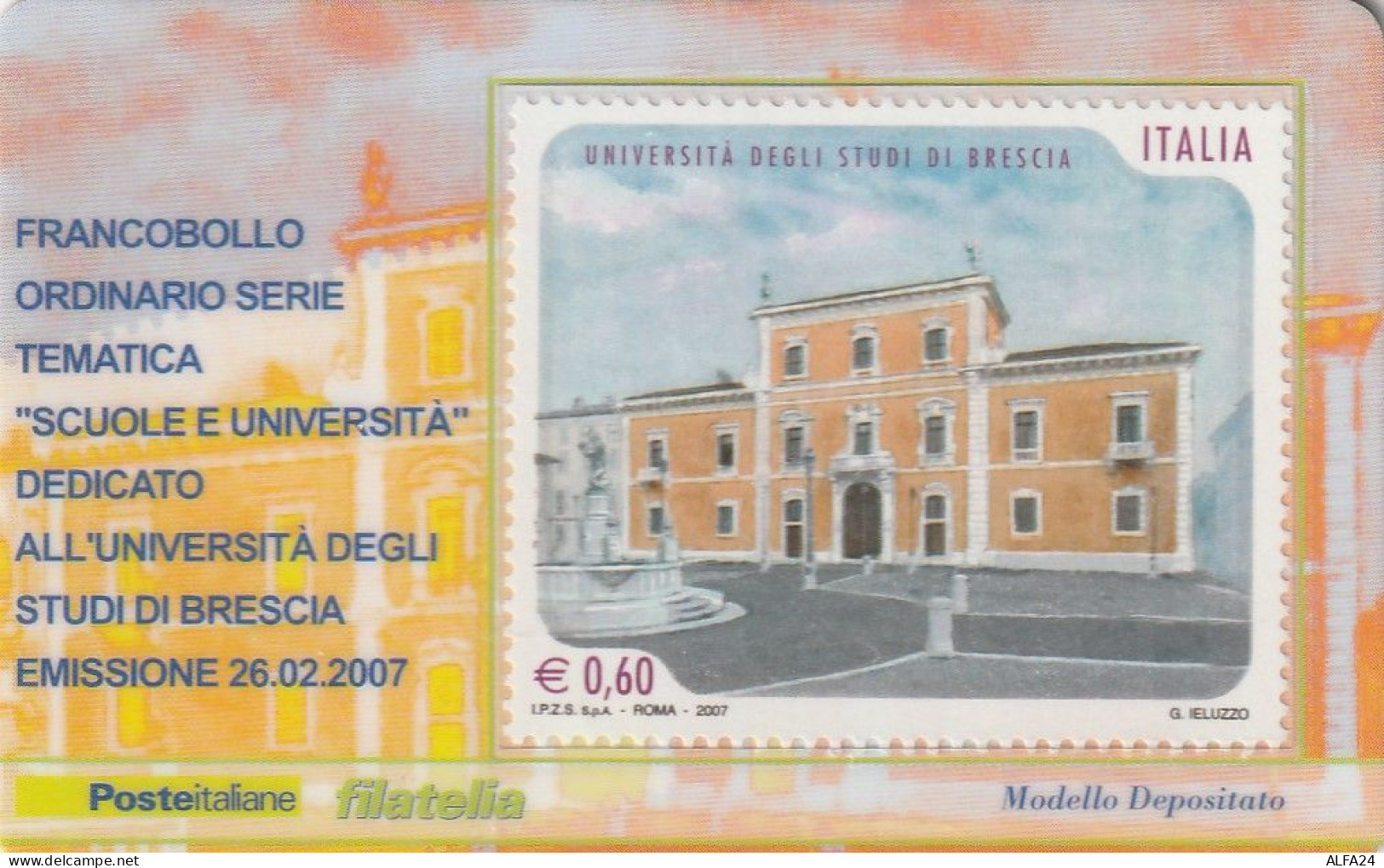 TESSERA FILATELICA VALORE 0,6 EURO UNIVERSITA BRESCIA (TF1071 - Philatelic Cards