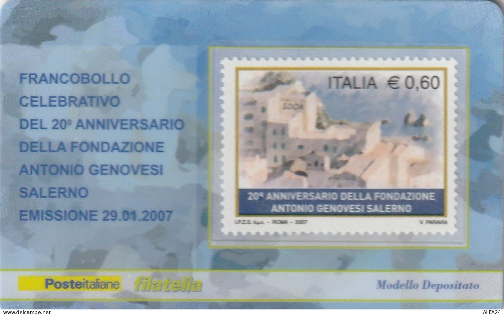 TESSERA FILATELICA VALORE 0,6 EURO FONDAZIONE ANTONIO GENOVESI (TF1068 - Philatelic Cards