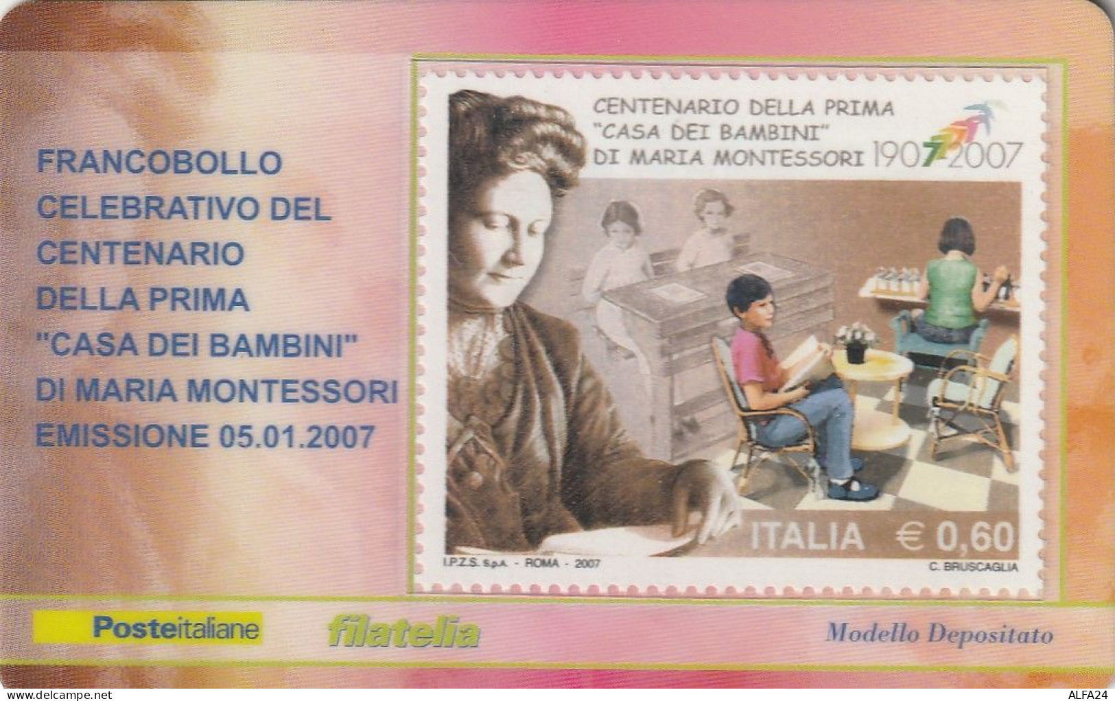 TESSERA FILATELICA VALORE 0,6 EURO MONTESSORI (TF1069 - Cartes Philatéliques