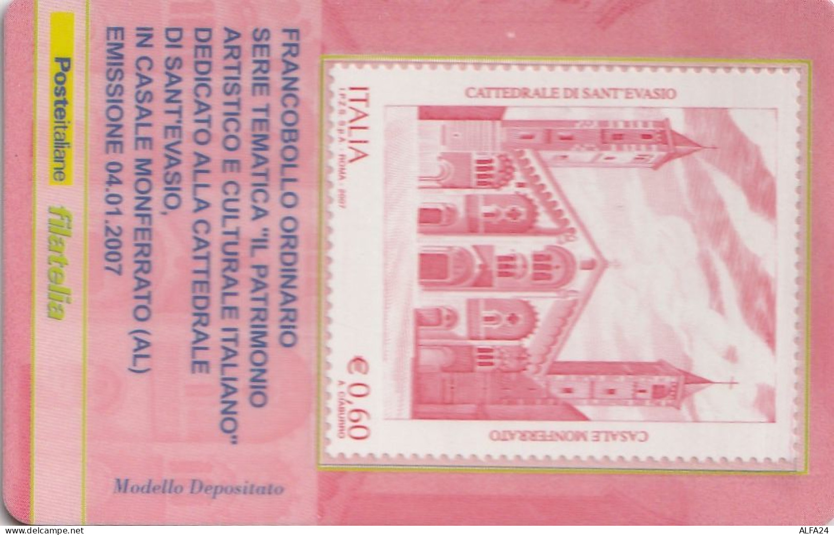 TESSERA FILATELICA VALORE 0,6 EURO CATTEDRALE SANT'EVASIO (TF1067 - Philatelic Cards