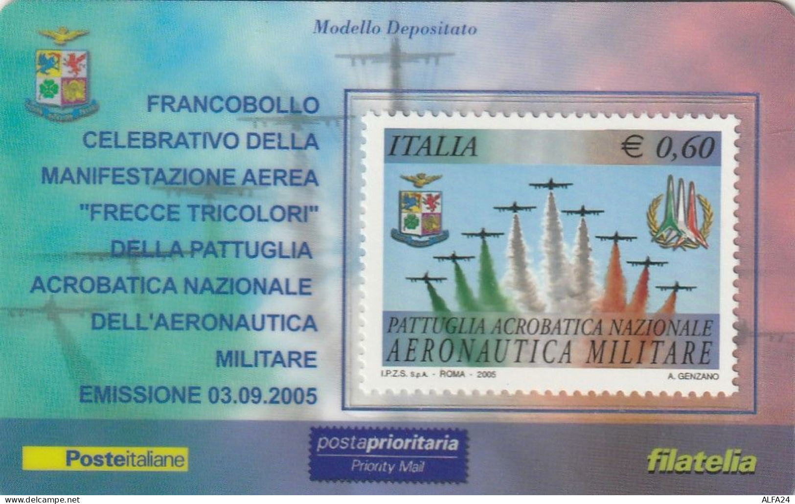 TESSERA FILATELICA VALORE 0,6 EURO FRECCE TRICOLORI (TF1054 - Philatelic Cards