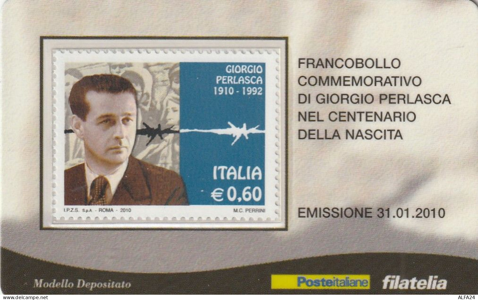 TESSERA FILATELICA VALORE 0,6 EURO PERLASCA (TF1041 - Cartes Philatéliques