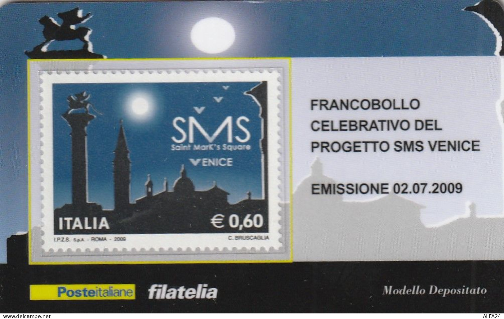 TESSERA FILATELICA VALORE 0,6 EURO PROGETTO SMS VENICE (TF1025 - Philatelic Cards