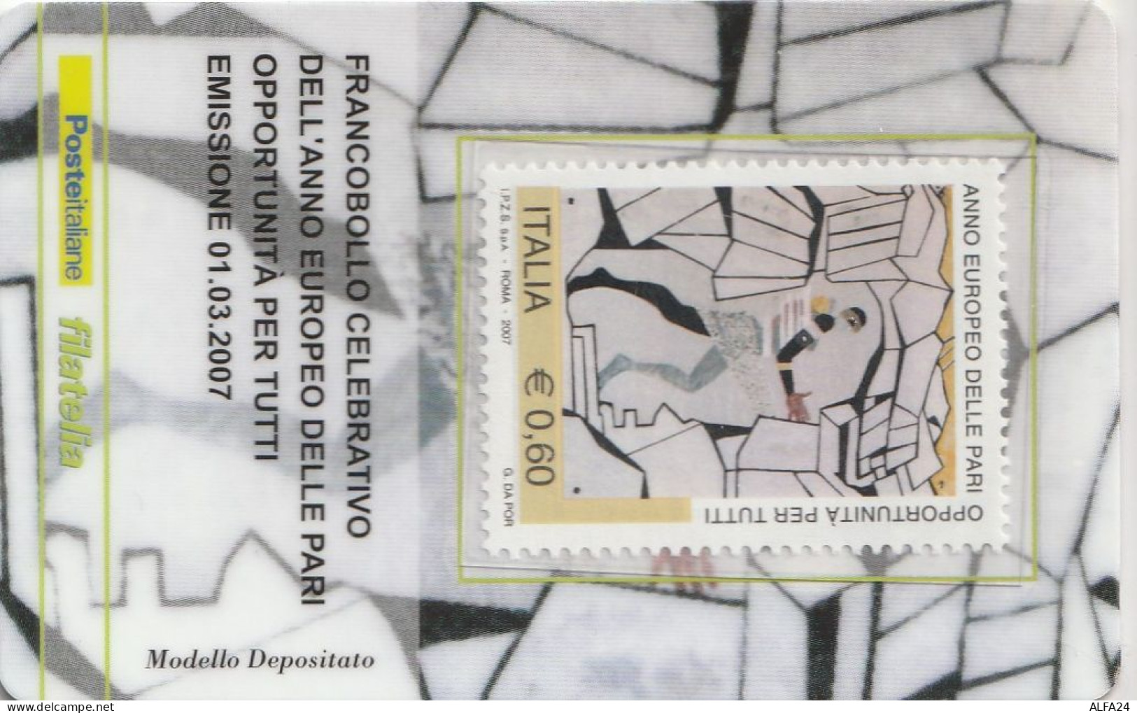 TESSERA FILATELICA VALORE 0,6 EURO PARI OPPORTUNITA (TF1021 - Philatelic Cards