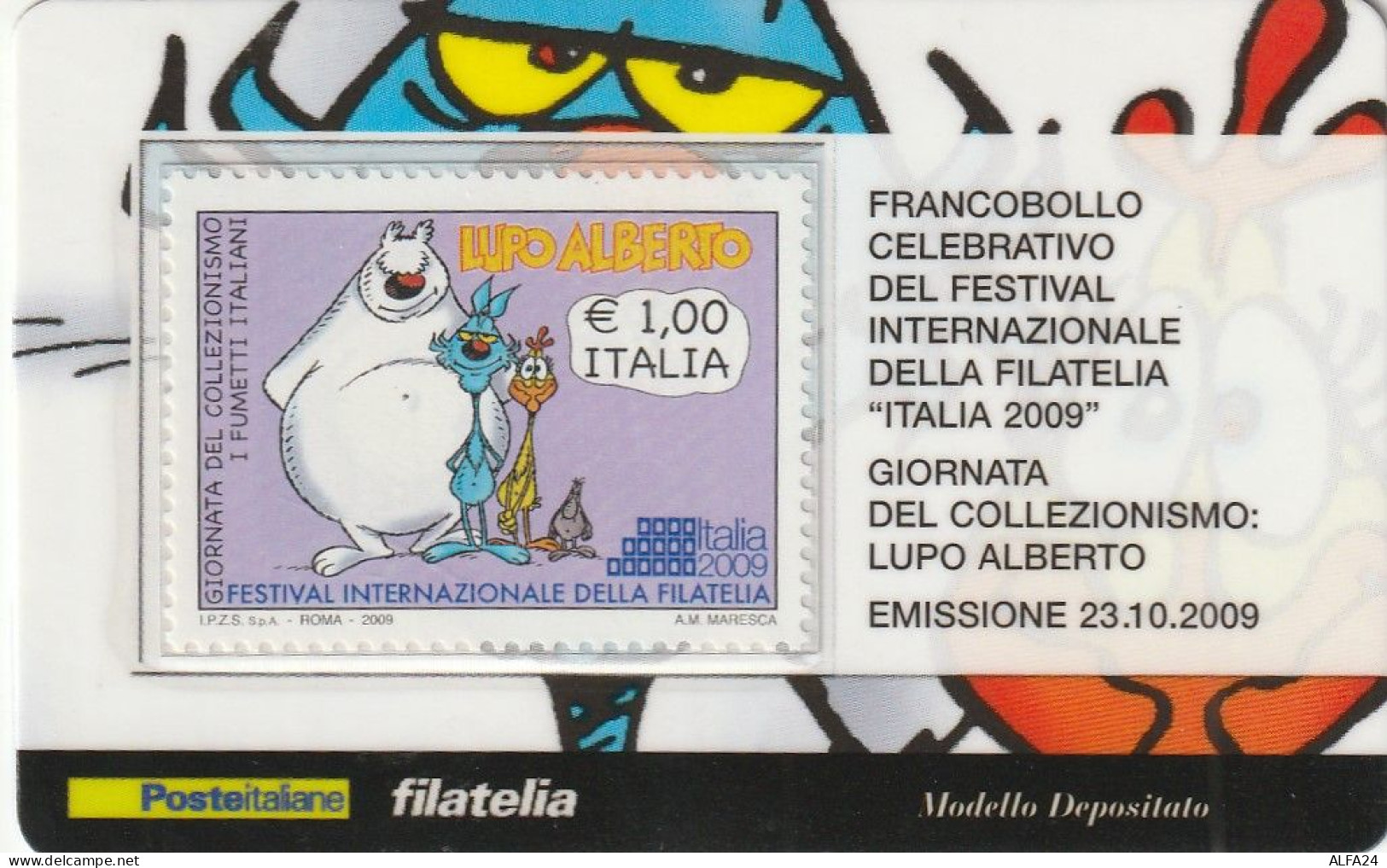 TESSERA FILATELICA VALORE 1 EURO LUPO ALBERTO (TF1013 - Filatelistische Kaarten