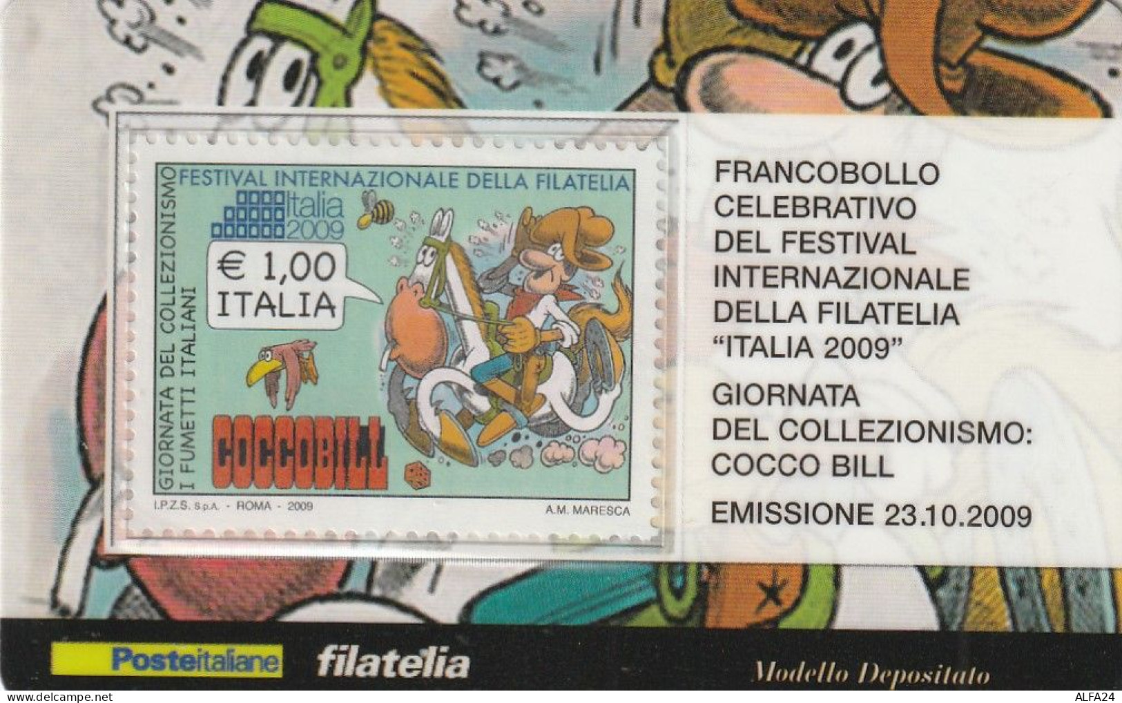 TESSERA FILATELICA VALORE 1 EURO COCCO BILL (TF1011 - Cartes Philatéliques