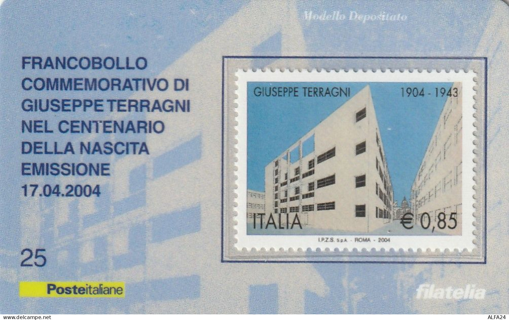 TESSERA FILATELICA VALORE 0,85 EURO TERRAGNI (TF1000 - Philatelic Cards