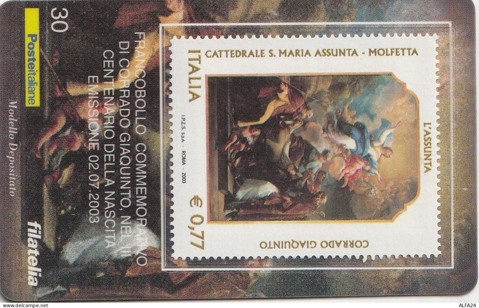 TESSERA FILATELICA VALORE 0,77 EURO CORRADO GIAQUINTO (TF989 - Cartes Philatéliques