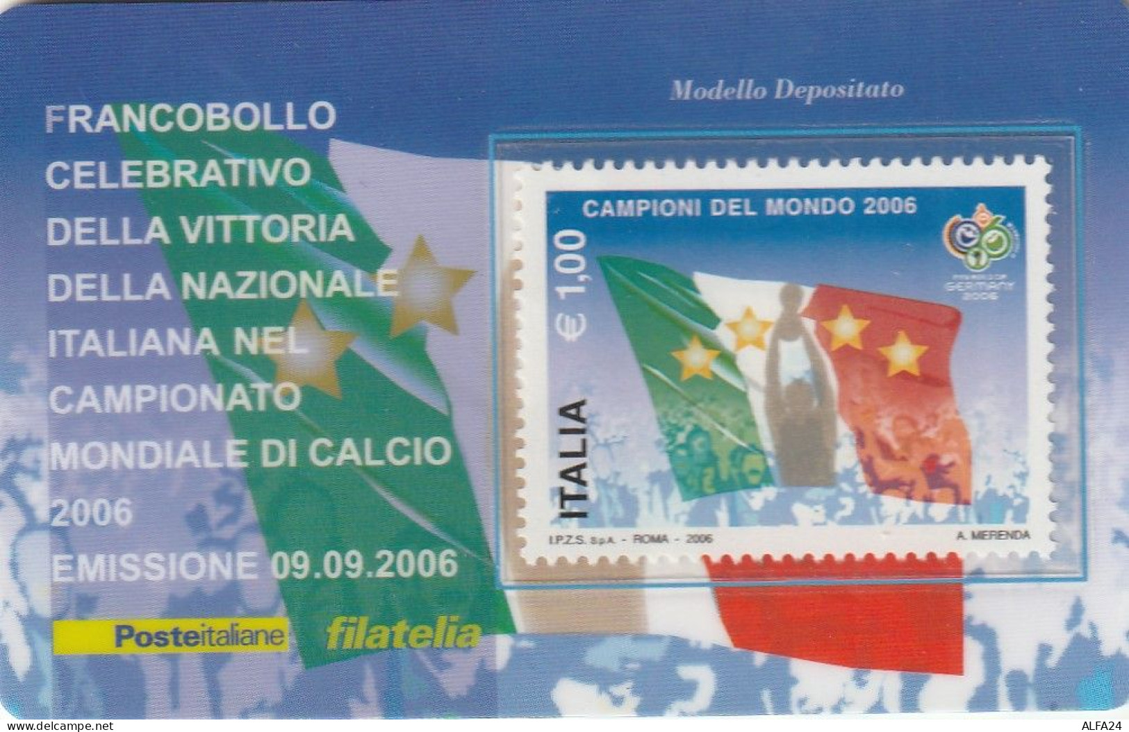 TESSERA FILATELICA VALORE 1 EURO CAMPIONATI DEL MONDO 2006 (TF988 - Cartes Philatéliques