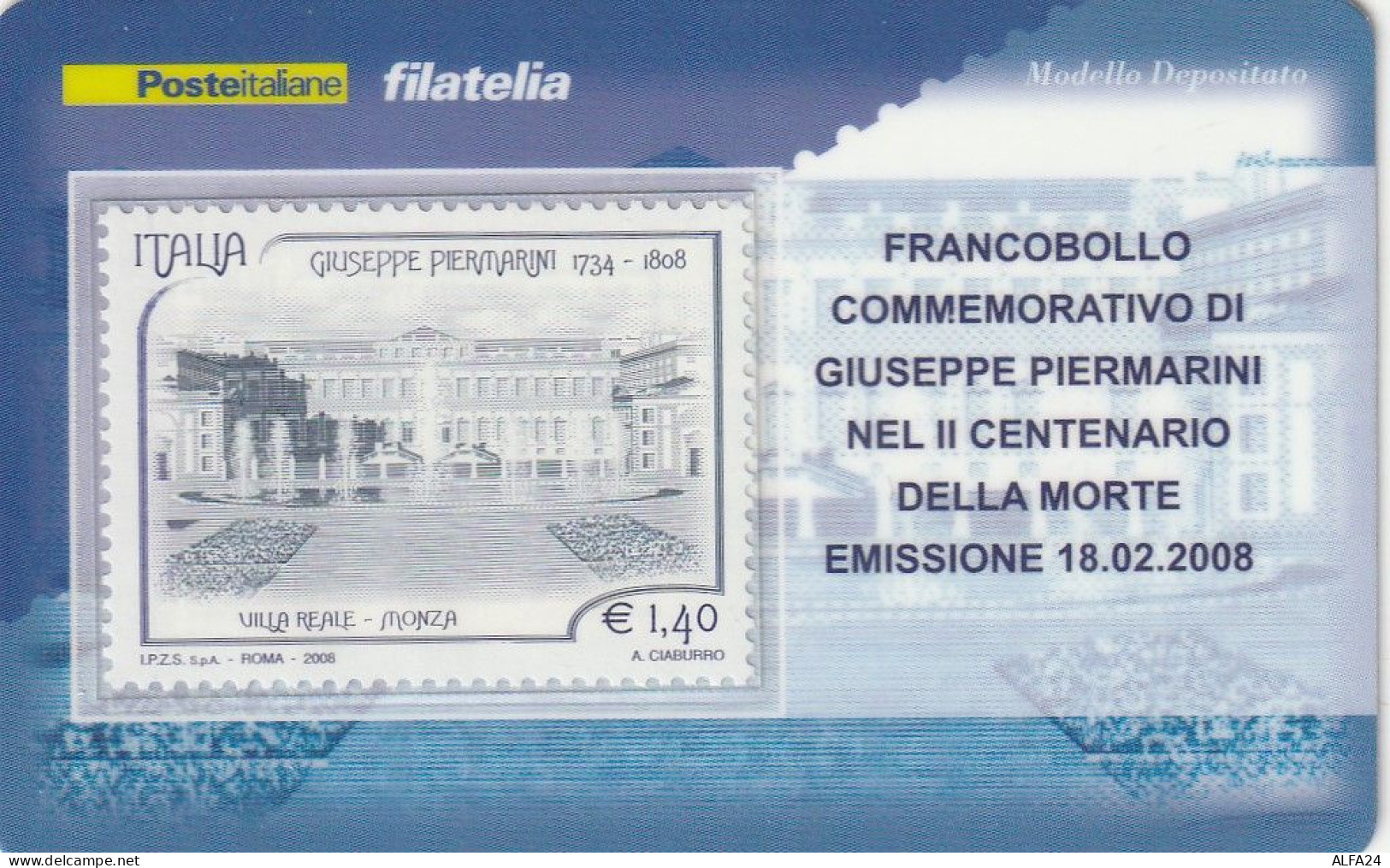 TESSERA FILATELICA VALORE 1,4 EURO GIUSEPPE PIERMARINI (TF984 - Cartes Philatéliques