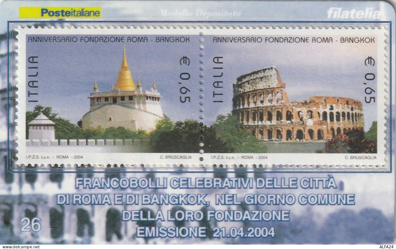 TESSERA FILATELICA VALORE 1,3 EURO 2X0,65 FONDAZIONE ROMA BANGHOK (TF987 - Cartes Philatéliques