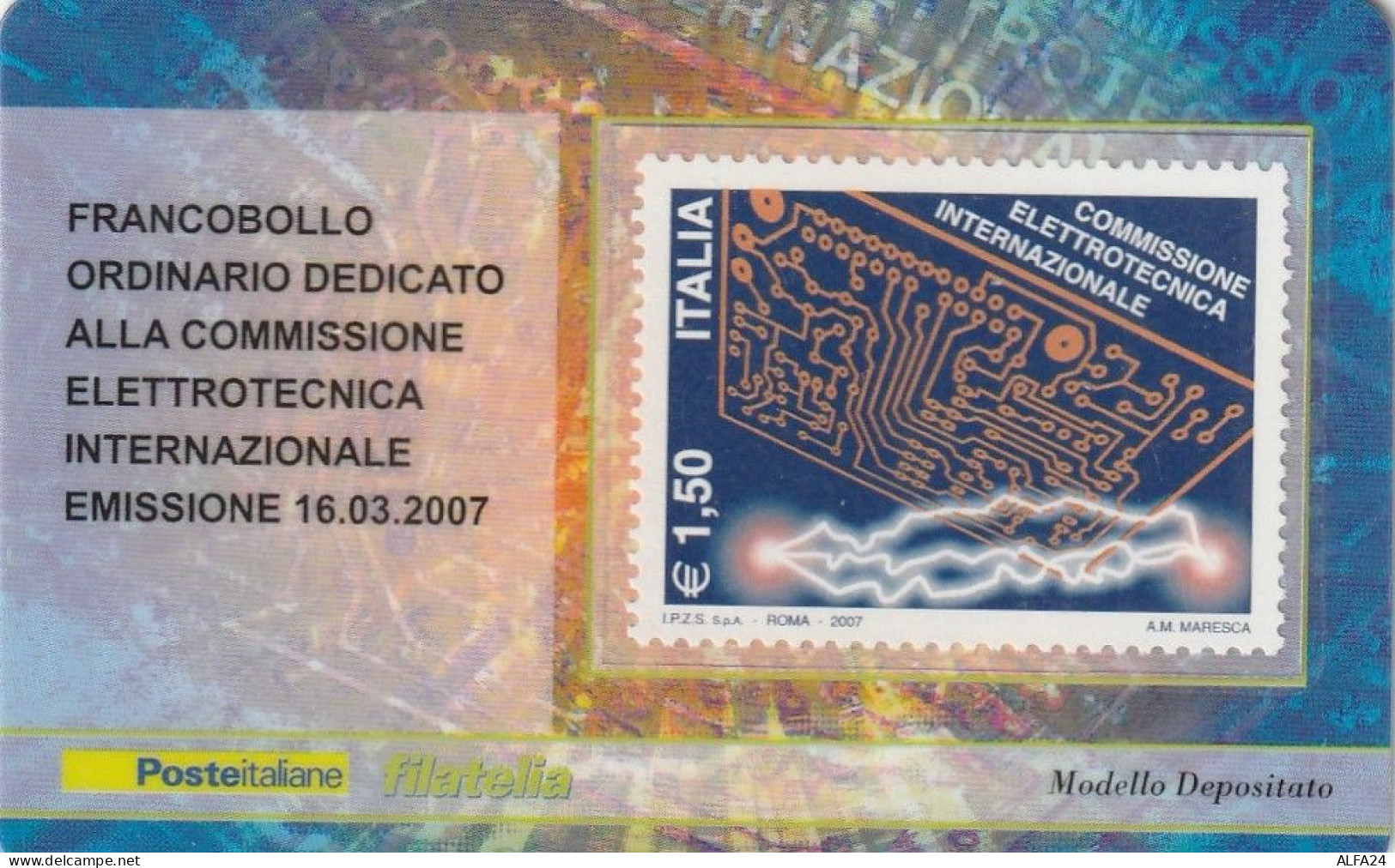 TESSERA FILATELICA VALORE 1,5 EURO COMMISSIONE ELETTROTECNICA (TF976 - Cartes Philatéliques