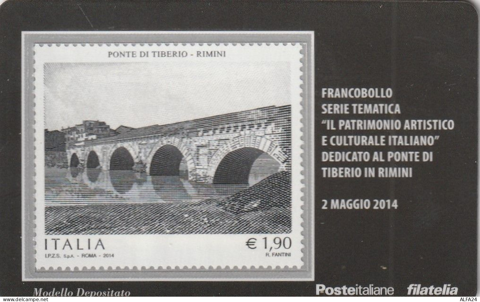 TESSERA FILATELICA VALORE 1,9 EURO PONTE TIBERIO RIMINI (TF967 - Philatelic Cards