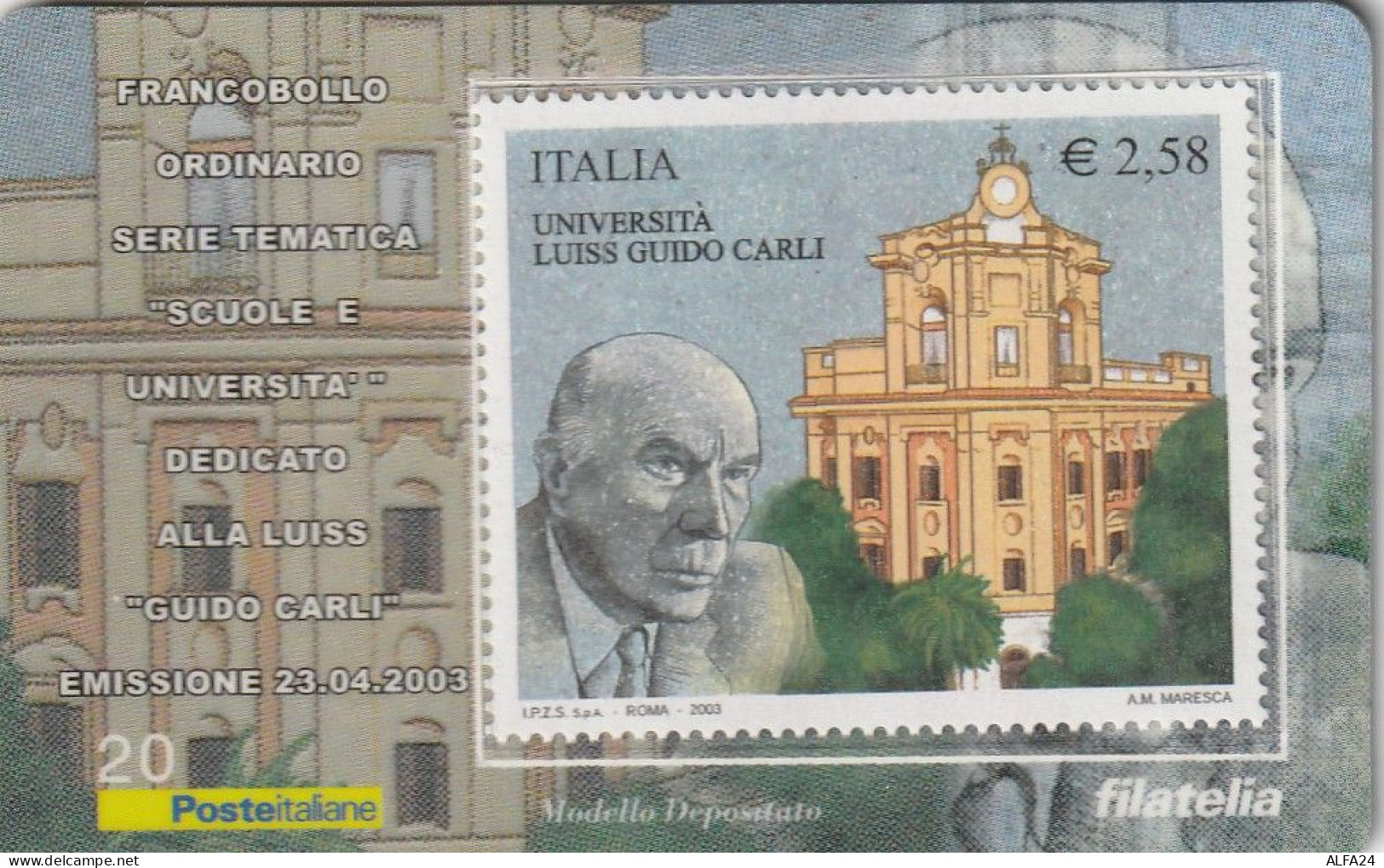 TESSERA FILATELICA VALORE 2,58 EURO LUISS GUIDI CARLI (TF965 - Philatelic Cards