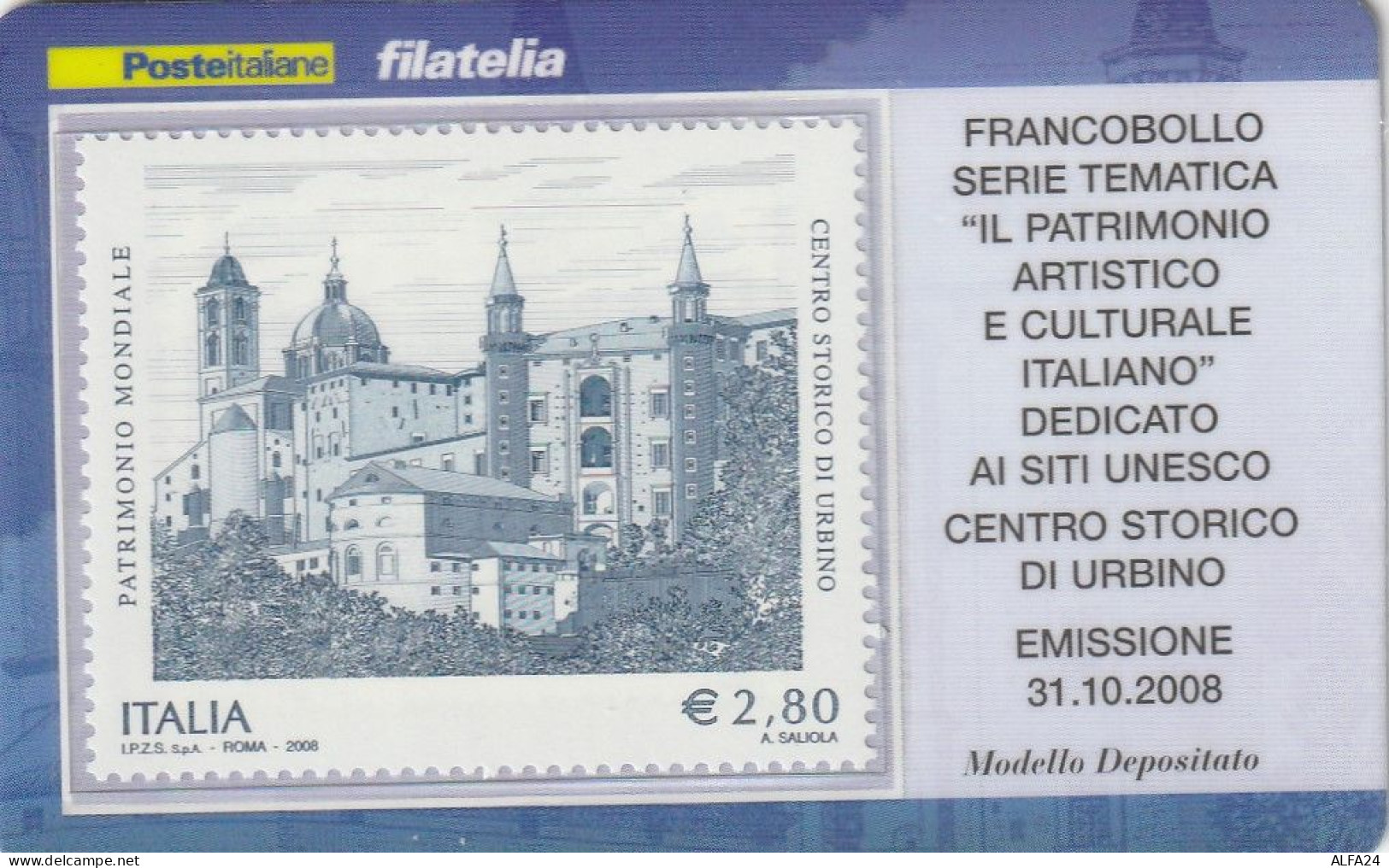 TESSERA FILATELICA VALORE 2,8 EURO URBINO (TF952 - Cartes Philatéliques