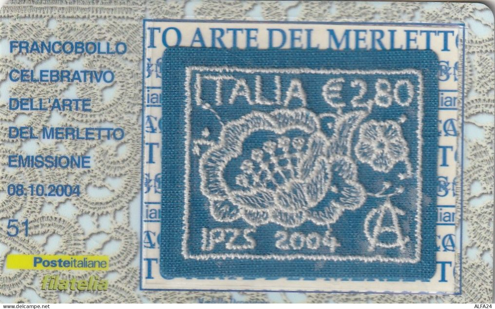 TESSERA FILATELICA VALORE 2,8 EURO ARTE DEL MERLETTO (TF946 - Philatelic Cards