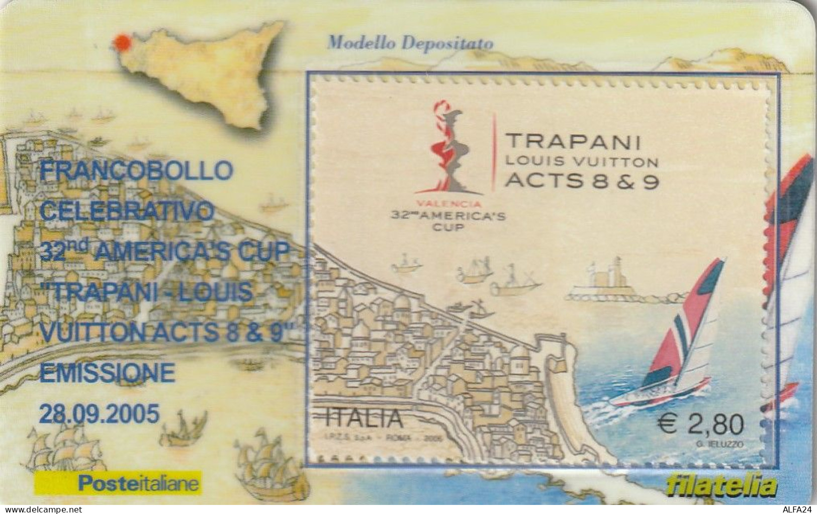 TESSERA FILATELICA VALORE 2,8 EURO TRAPANI LOUIS VITTON (TF942 - Philatelic Cards