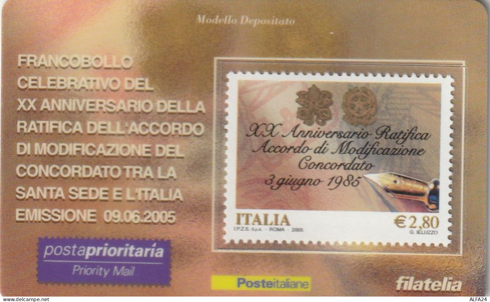 TESSERA FILATELICA VALORE 2,8 EURO CONCORDATO (TF944 - Cartes Philatéliques