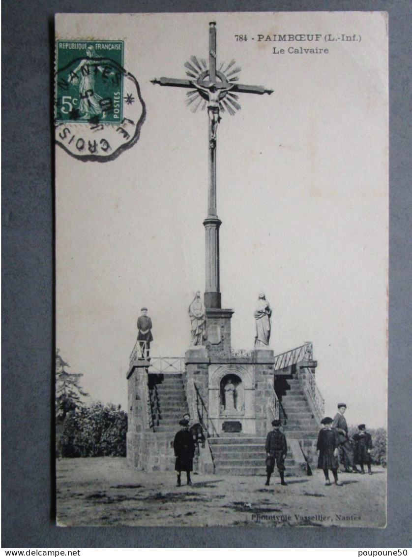 CPA 44 Loire Atlantique PAIMBOEUF - Enfants Du Village Autour Du Calvaire - Le Calvaire De Paimboeuf 1910 - Paimboeuf