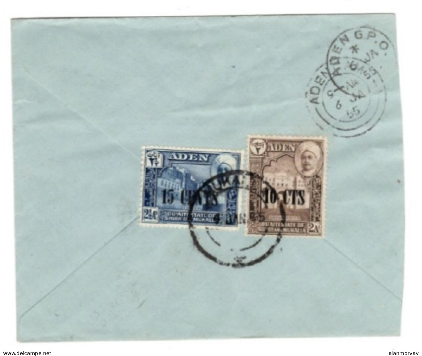 Aden - Aden Quaiti State Of Shihr And Mukalla January 4, 1955 Cover To Aden - Aden (1854-1963)