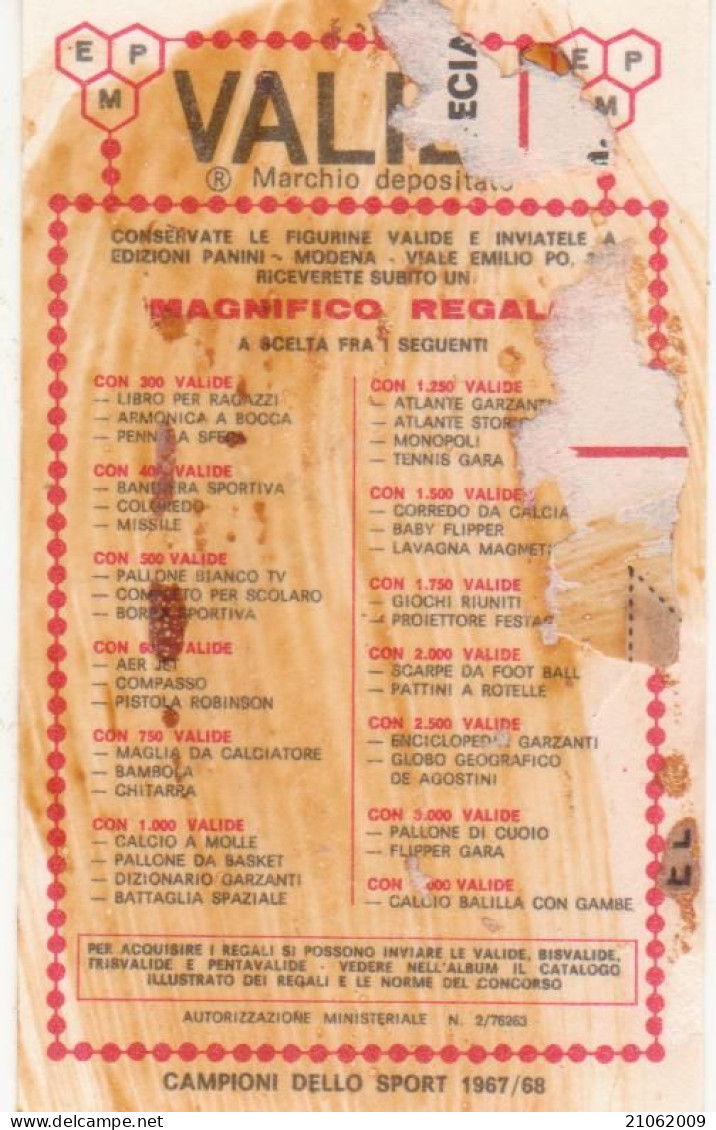 347 PALLACANESTRO - NOALEX REYER VENEZIA - VALIDA - CAMPIONI DELLO SPORT 1967-68 PANINI STICKERS FIGURINE - Altri & Non Classificati