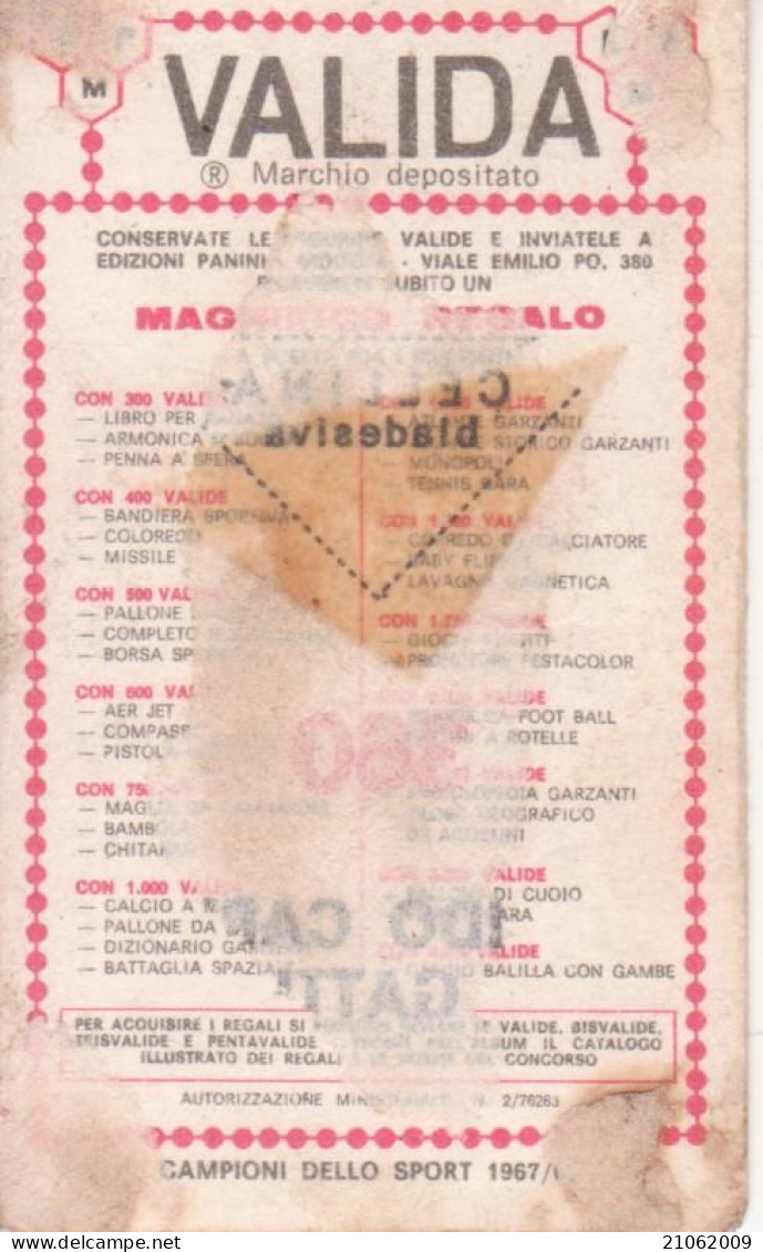 360 PALLACANESTRO - GUIDO CARLO GATTI - VALIDA - CAMPIONI DELLO SPORT 1967-68 PANINI STICKERS FIGURINE - Andere & Zonder Classificatie