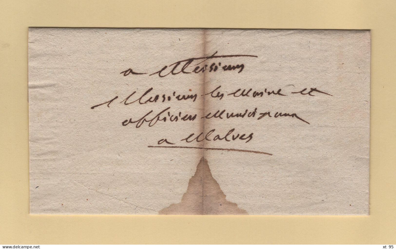 Lettre Imprimee Transporteur Par Porteur - 1790 - Mention Manuscrite Payer 10 Sols Au Porteur - Pour Malves Dans L Aude - 1701-1800: Vorläufer XVIII